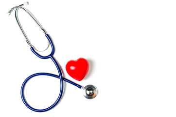 Medical Headphones , stethoscope with red heart on white background