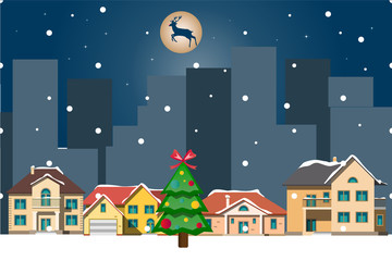Fototapeta na wymiar Winter landscape.Christmas background with houses.