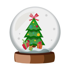 Christmas globe with a Christmas tree.