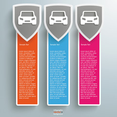 3 Colored Protection Shield Oblong Banners Cars