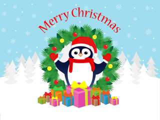 Merry Christmas penguin greeting card