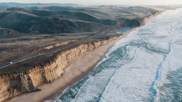 Aerial view of California Coastline along the Big Sur