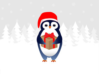 Merry Christmas penguin greeting card