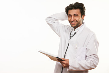 Young doctor thinking