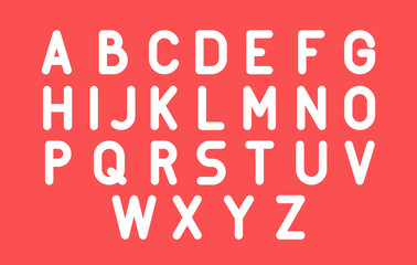 Bold Futuristic Line Stroke Font. Latin English Alphabet Vector Typography on Red Background.