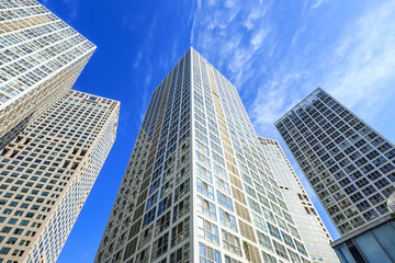 Modern city commercial center skyscrapers scenery in Beijing,low angle shot