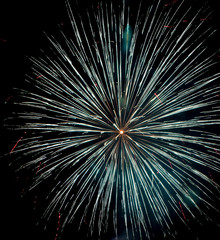 Beautiful silver star from fireworks