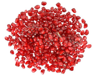 Pomegranate with scattered grain top view