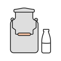 Milk can and bottle color icon