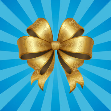 Gold Decorative Bow Vector Illustration Isolated