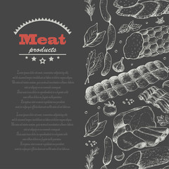 Vector background with meat products