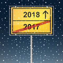 Ortsschild Silvester 2017/ 18 (mit Schnee)