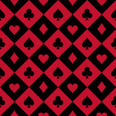 Simple seamless poker background with card symbols