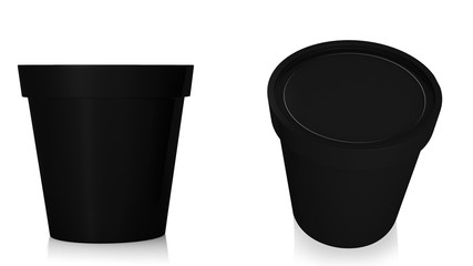 3D rendering plastic tub bucket container for dessert, yogurt, ice cream, sour cream, snack, butter, margarine or cheese, Mock Up Template