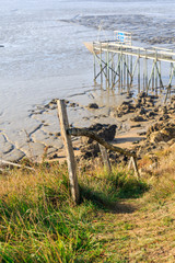 carrelet de bord de mer avec couleurs automnal sur le littoral charentais