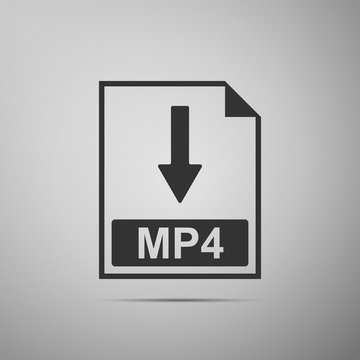 MP4 file document icon. Download MP4 button icon isolated on grey background. Flat design. Vector Illustration