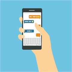 Smartphone in hand. concept of mobile application.