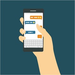 Smartphone in hand. concept of mobile application.