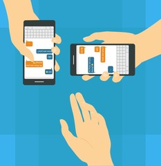 Smartphone in hand. concept of mobile application.