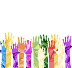 silhouette of hands raised upwards