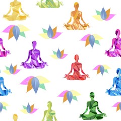 silhouette of a girl engaged in yoga. vector pattern