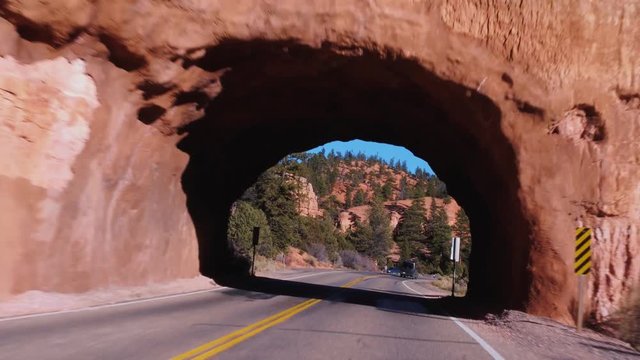 The amazing landscape at Red Canyon in Utah - POV driving