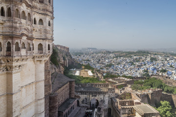 Aerial view of The Blue City from the Mehrangarh Fort, Jodhpur, Rajasthan, India