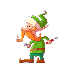 Colorful vector illustration of a cartoon Christmas elf or a fantasy dwarf