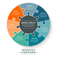 Infographic timeline circle template can be used for chart, diagram, web design, presentation, advertising, history. Vector infographic illustration