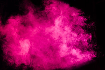 Magenta theatrical smoke on stage during a performance or show. - obrazy, fototapety, plakaty