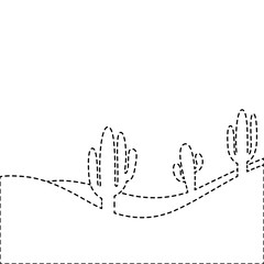 Fototapeta na wymiar landscape desert with cactus plant sand vector illustration sticker