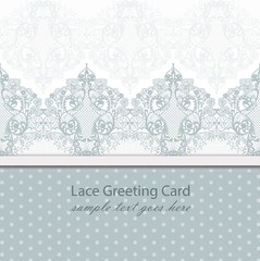 Vintage lace background Vector with handmade ornaments blue