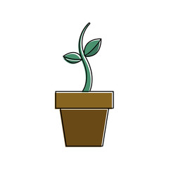 potted growth plant natural flora botanical vector illustration