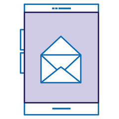 smartphone device with envelope vector illustration design