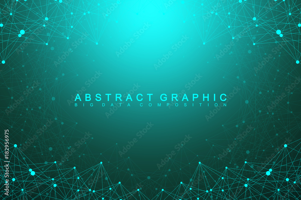 Leinwandbilder Big data complex. Graphic abstract background communication. Perspective backdrop of depth. Minimal array with compounds lines and dots. Digital data visualization. Vector illustration Big data.