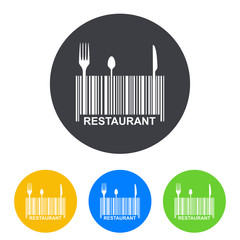 Icono plano codigo de barras RESTAURANT en circulo varios colores