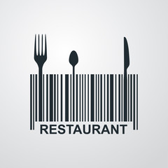 Icono plano codigo de barras RESTAURANT en fondo degradado