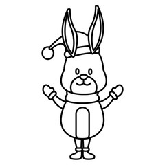 Christmas cute bunny cartoon icon vector illustration graphic design