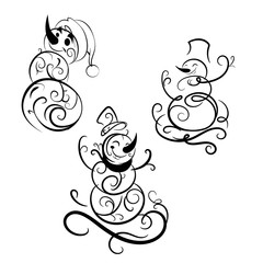 beautyfull snowman hand drawn line