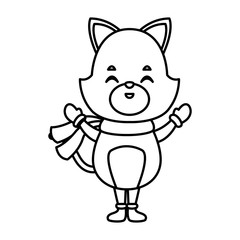 Cute cat with scarf cartoon icon vector illustration graphic design