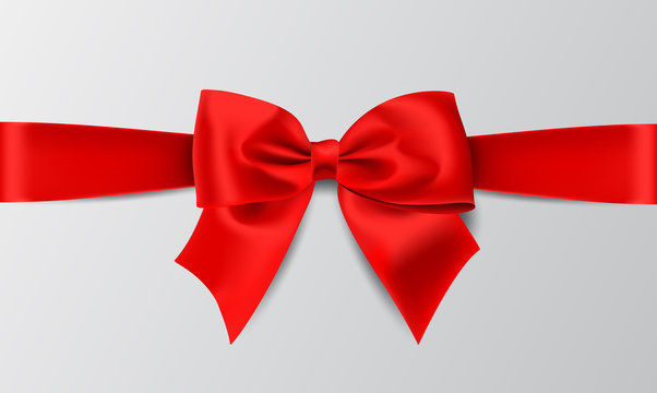 Realistic red bow isolated on white background