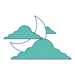sky night cloud half moon nature weather vector illustration image green