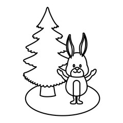Bunny with christmas tree icon vector illustration graphic design