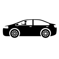 modern car with driver silhouette vector illustration design