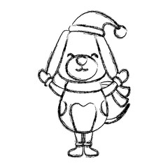 Christmas cute dog cartoon icon vector illustration graphic design