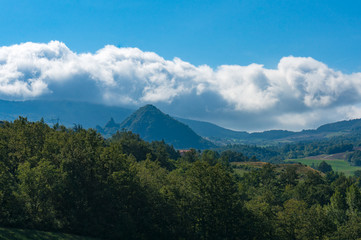 Fototapeta premium Summer landscape with mountains and hills