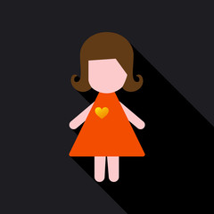 Fototapeta premium Saint valentine day - cute girl holding heart on dress
