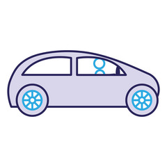 Fototapeta premium modern car with driver silhouette vector illustration design