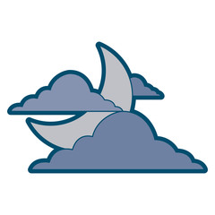 sky night cloud half moon nature weather vector illustration