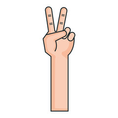 hand counting tow on fingers vector illustration design